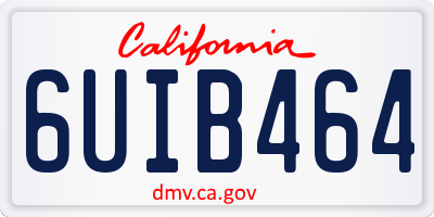 CA license plate 6UIB464