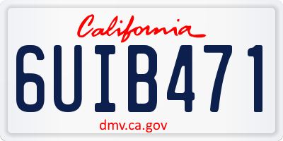CA license plate 6UIB471