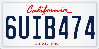 CA license plate 6UIB474