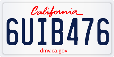 CA license plate 6UIB476