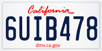CA license plate 6UIB478