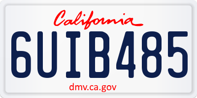 CA license plate 6UIB485