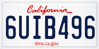 CA license plate 6UIB496
