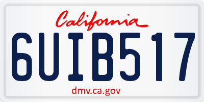 CA license plate 6UIB517