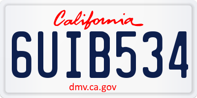 CA license plate 6UIB534