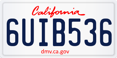 CA license plate 6UIB536