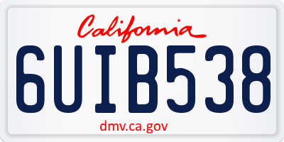 CA license plate 6UIB538