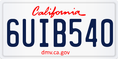 CA license plate 6UIB540