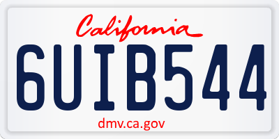 CA license plate 6UIB544