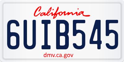 CA license plate 6UIB545