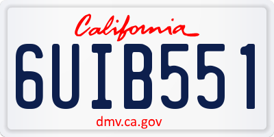 CA license plate 6UIB551