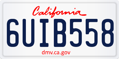 CA license plate 6UIB558
