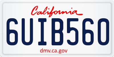 CA license plate 6UIB560
