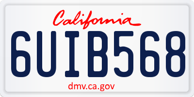 CA license plate 6UIB568