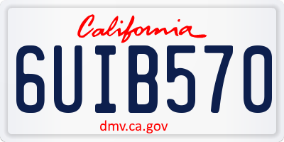 CA license plate 6UIB570