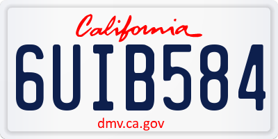 CA license plate 6UIB584