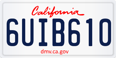 CA license plate 6UIB610