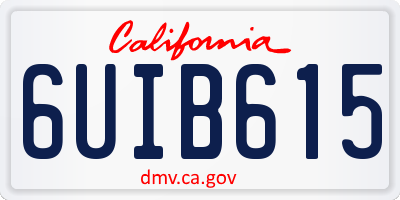 CA license plate 6UIB615