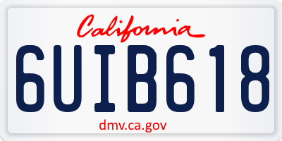 CA license plate 6UIB618