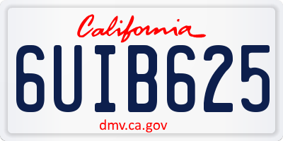 CA license plate 6UIB625