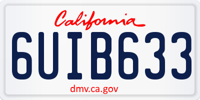 CA license plate 6UIB633