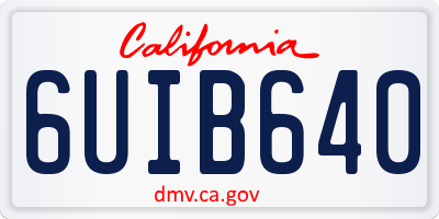 CA license plate 6UIB640