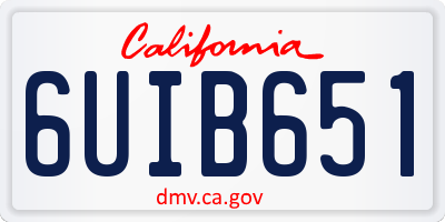 CA license plate 6UIB651