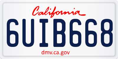 CA license plate 6UIB668