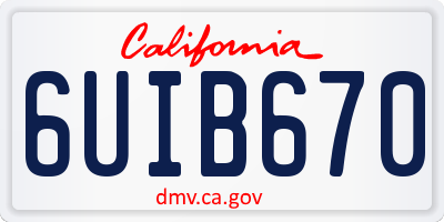 CA license plate 6UIB670
