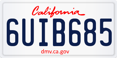CA license plate 6UIB685