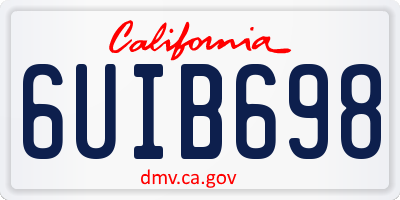 CA license plate 6UIB698