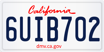 CA license plate 6UIB702