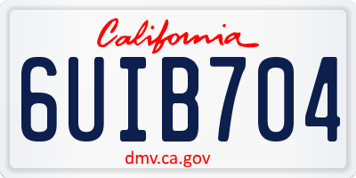 CA license plate 6UIB704