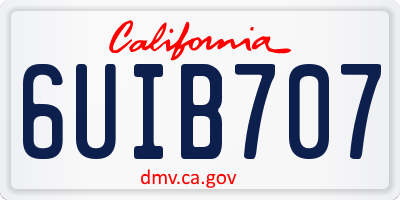 CA license plate 6UIB707