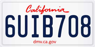 CA license plate 6UIB708