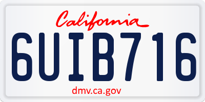 CA license plate 6UIB716