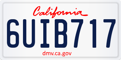 CA license plate 6UIB717