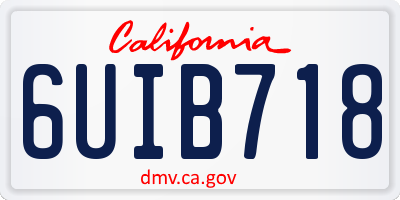 CA license plate 6UIB718