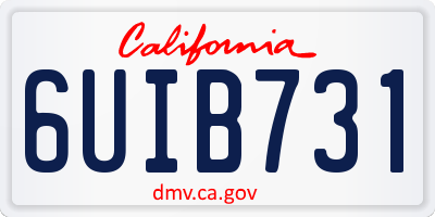 CA license plate 6UIB731