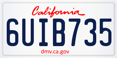CA license plate 6UIB735