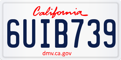 CA license plate 6UIB739