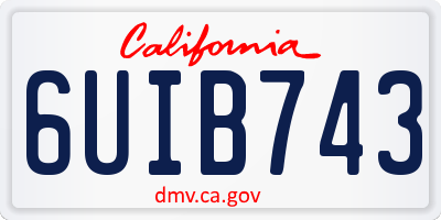 CA license plate 6UIB743