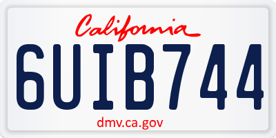 CA license plate 6UIB744