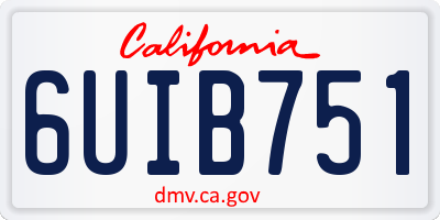 CA license plate 6UIB751