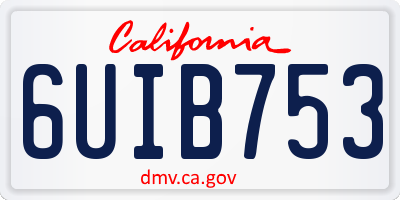 CA license plate 6UIB753