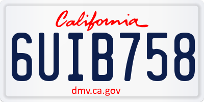 CA license plate 6UIB758