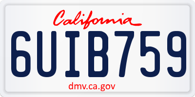 CA license plate 6UIB759