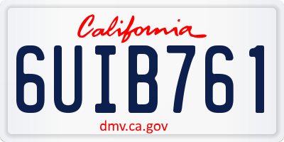 CA license plate 6UIB761