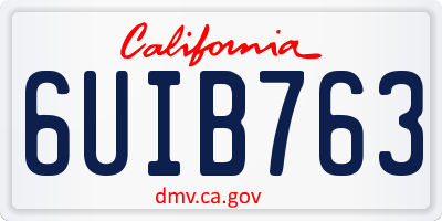 CA license plate 6UIB763