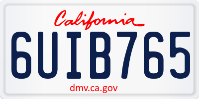 CA license plate 6UIB765
